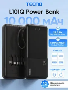 Внешний аккумулятор Power bank Повербанк OnGo L101Q, 10000mAh, черный