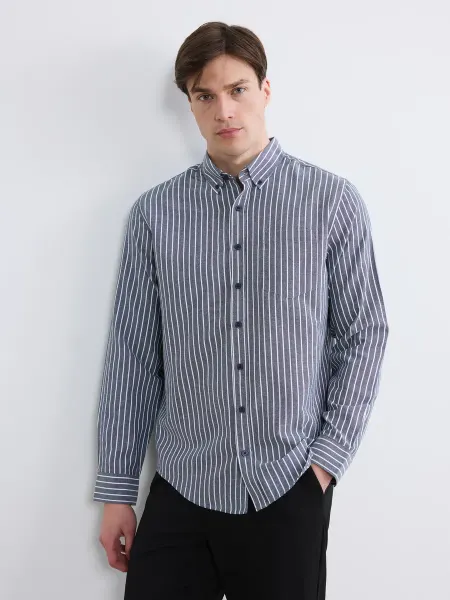 LC Waikiki Мужская рубашка Oxford regular fit в полоску