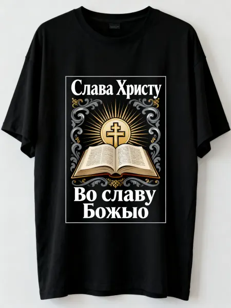 Футболка православная с надписями Слава Христу, Во славу Бож