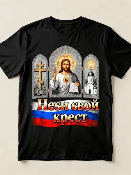 Футболка православная с изображением Иисуса Христа, восьмико