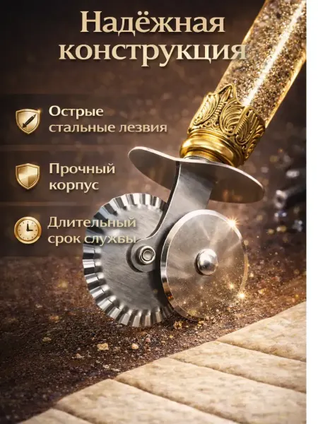 1001sky Нож двойной для пиццы и теста, дисковый, 2 лезвия