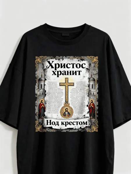 Футболка православного стиля с надписью «Христос хранит», кр