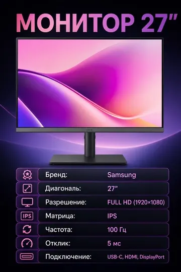 Монитор Samsung LS27F430UAI 27" IPS 100Hz FHD