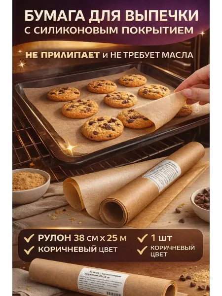 ОКЕН Бумага для выпечки антипригарная силиконовая 38х25