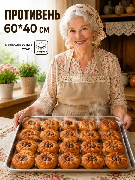 Противень для запекания кухонный 60×40 см h=2 см Aisi 410