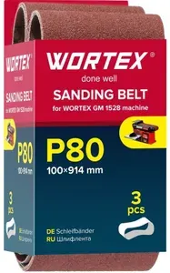 Лента шлифовальная 100x914 мм P80 для шлифовального станка WORTEX GM 15283 штуки (1325975)