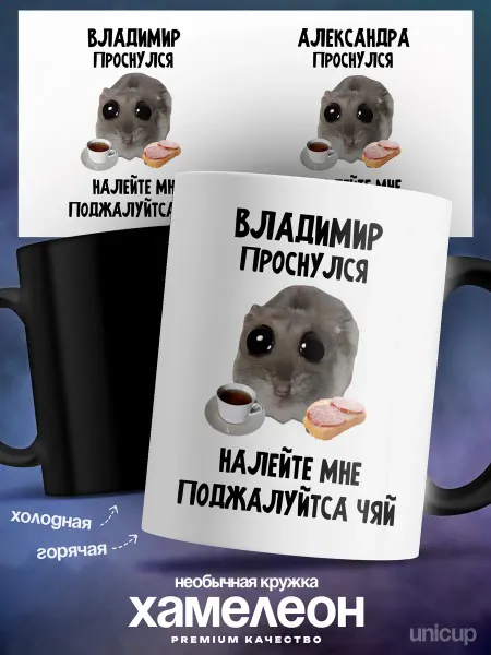 UniCup Подарок мужчине кружка хамелеон Владимир подарок прикол