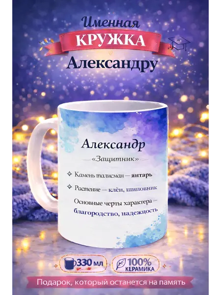 ДУШЕВНЫЕ ПОДАРОЧКИ Кружка именная в подарок Александр