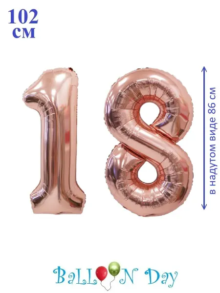 Balloon Day Шарики воздушные пуд цифра 18 лет фольга 102 см для девушки