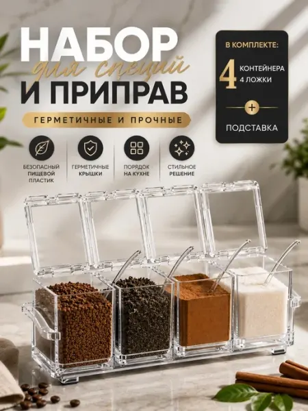 Баночки для специй приправ набор сыпучих продуктов