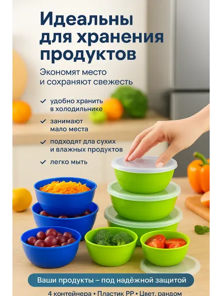 Бема56 Набор пластиковых контейнеров цвет рандом