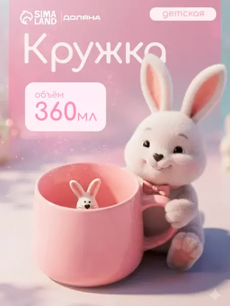 Доляна Кружка для чая и кофе «Зайчик» 360 мл подарочная