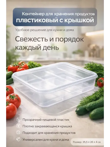 НМВ Контейнер для хранения продуктов пластиковый с крышкой