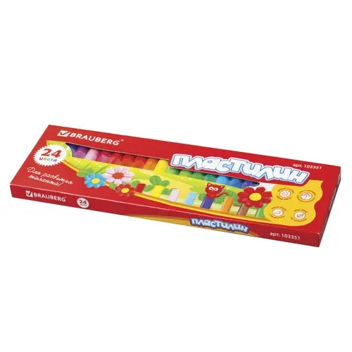 Пластилин Brauberg классический 24 цвета, 500 гр (103351)