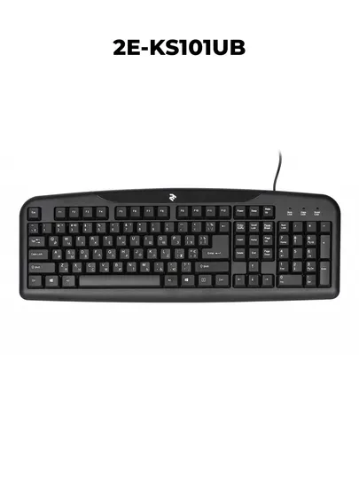 Проводная мембранная клавиатура 2E KS101,KS108 USB Black 104 / 107 клавиш, черный