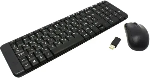 Комплект клавиатура + мышь беспроводная Logitech MK220 Compact Wireless Keyboard Mouse Combo (920-003169), 104 клавиши, черный