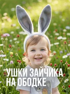 Ободок карнавальный с ушками зайца, серый