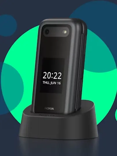 Кнопочный телефон Nokia 2660 Flip, две SIM-карты, Черный в комплекте зарядная станция