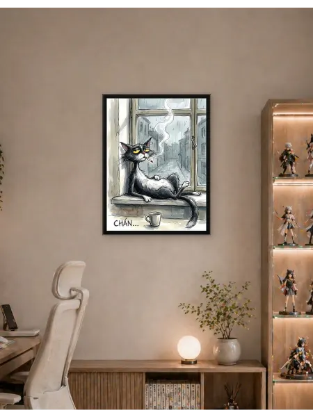 Postersbase Арт-постер Курящий кот на дождливом подоконнике 30x40