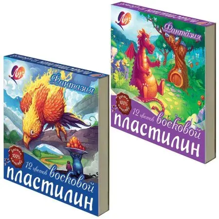Пластилин восковой ЛУЧ "Фантазия", 12 цветов, 180 г, со стеком, картонная упаковка, Арт.: 104171