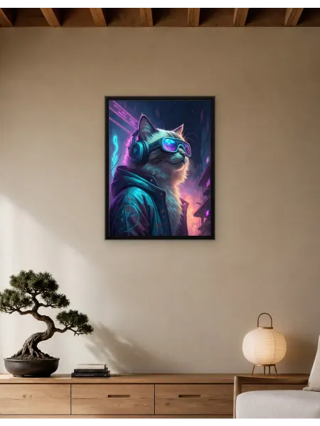 Postersbase Постер Киберпанк Кот-диджей 1 30x40