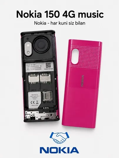 Nokia 150 4G Music mobil telefoni, 2 SIM, Type-C, FM radio. 2500 mAh batareka