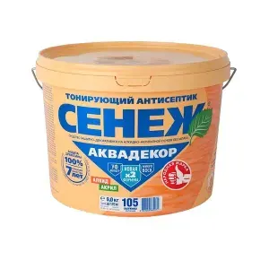 Cенеж Аквадекор, 9кг,Цвет 105 Калужница,тонирующий антисептик для дерева