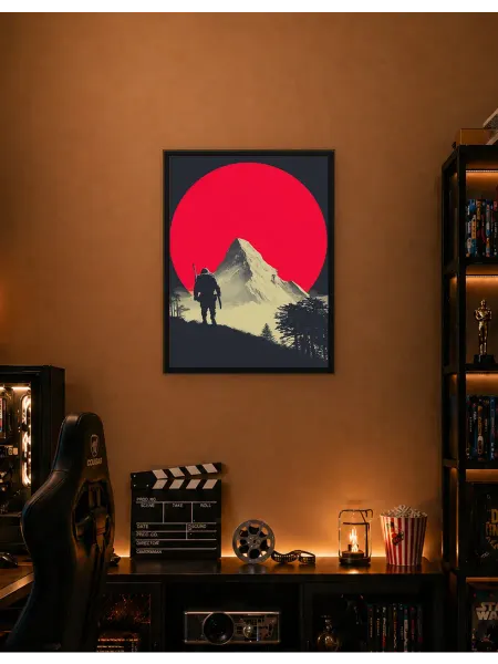 Postersbase Постер Одинокая фигура перед горой и солнцем 30x40