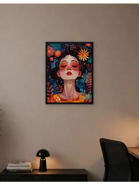 Postersbase Декор для интерьера Цветочный портрет в красных очках 30x40