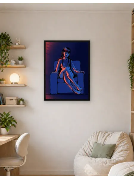 Postersbase Постер Женщина в кресле, синем и красном 30x40