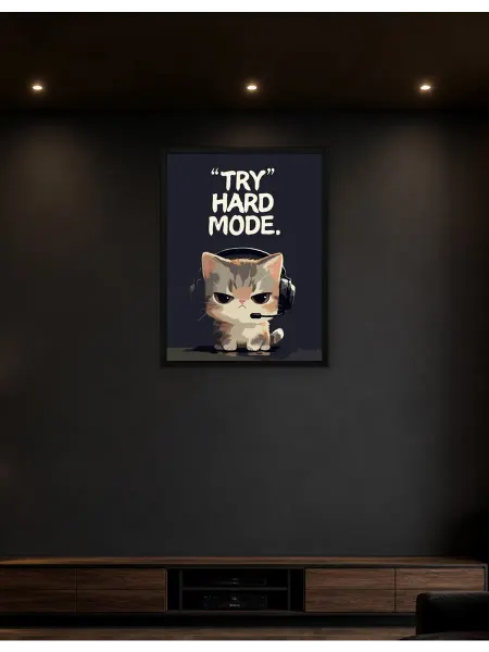 Postersbase Постер на стену Милый кот-геймер в режиме «Попробуй» 30x40