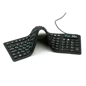Клавиатура ГИБКАЯ резиновая Dialog Flex KFX-03U 106 кл чёрная, силикон, USB, бесшумная, влаго-пылезащищенная, сворачивается в рулон
