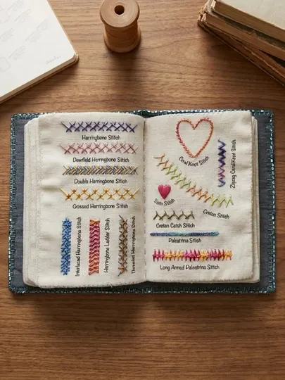 Книга-руководство по вышивке DIY, 106 видов швов, обучение на ткани, набор для рукоделия