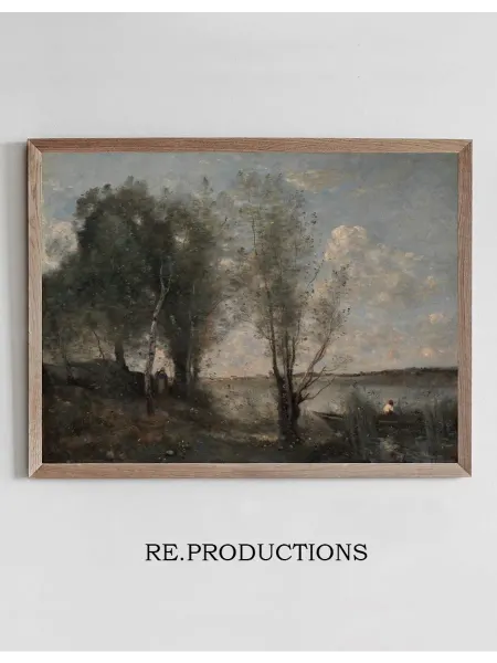 Re.productions Постер Boatman among the - Jean-Baptiste-Camille Corot