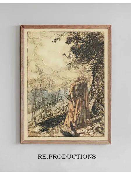 Re.productions Постер Brunnhilde stands for a long time - Arthur Rackham