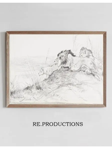 Re.productions Постер Löwen auf der Lauer - Wilhelm Kuhnert