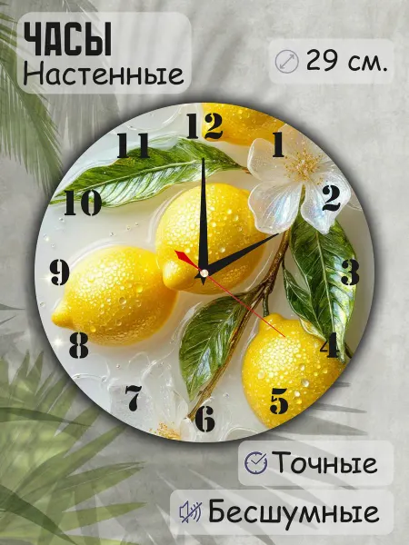 AUGUSTO Часы настенные интерьерные круглые бесшумные на кухню