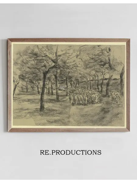 Re.productions Постер Flock of sheep on an avenue - Max Liebermann