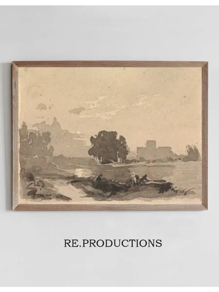Re.productions Постер Landscape with Castle in Background - Thomas Sully