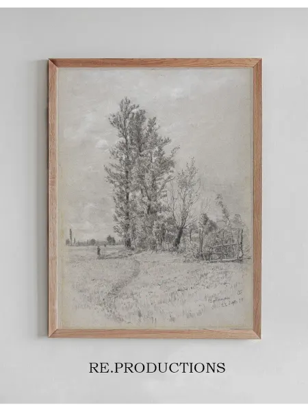Re.productions Постер Erlen und Weiden bei Bottenau - Gustav Kampmann