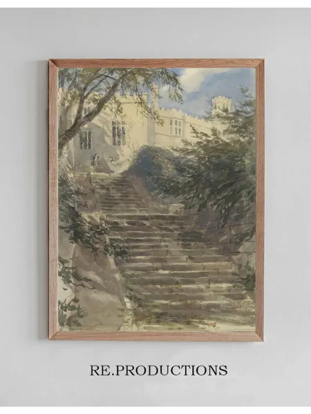 Re.productions Постер Tuintrap bij Haddon Hall (Derbyshire) - David Cox