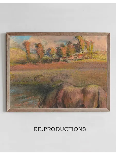 Re.productions Постер Cheval au bord de la mare - Edgar Degas
