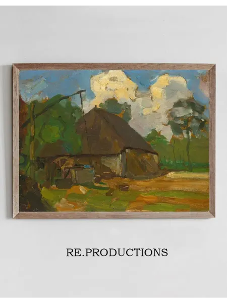 Re.productions Постер Farm Building With Well In Daylight - Piet Mondrian