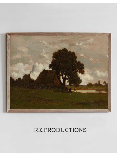 Re.productions Постер Chaumières Près De L’etang - Théodore Rousseau