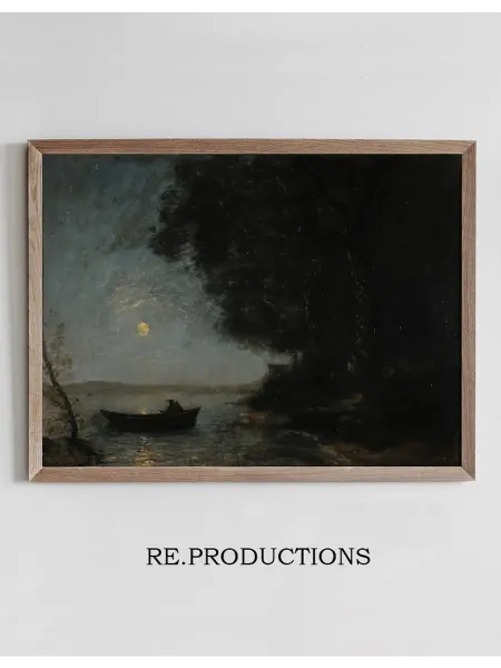 Re.productions Постер Le lac, effet de nuit - Jean-Baptiste-Camille Corot