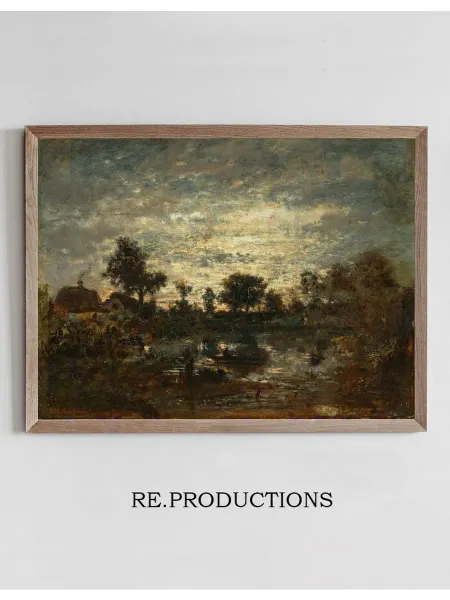 Re.productions Постер L’étang, coucher de soleil - Théodore Rousseau