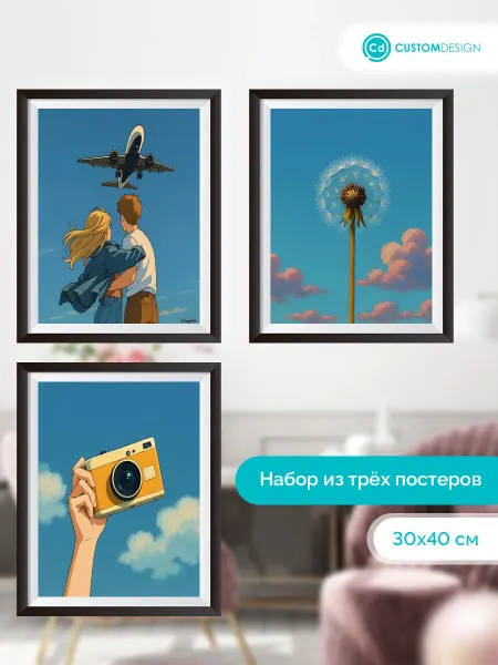 CustomDesign Комплект постеров без рамы Самолет 3 штуки