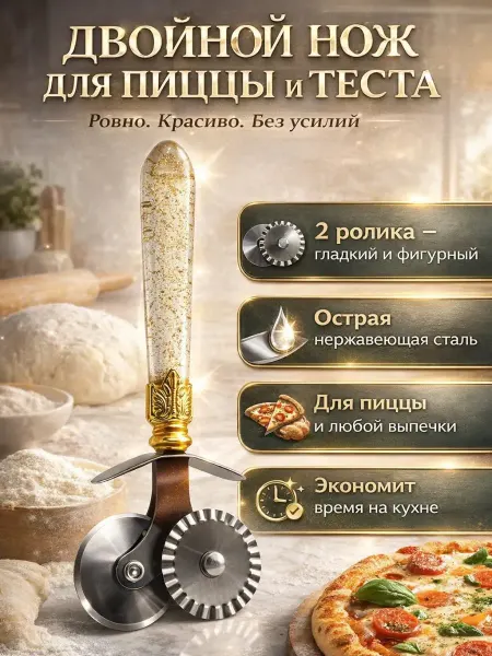 FAI_zone Двойной роликовый нож для пиццы и теста