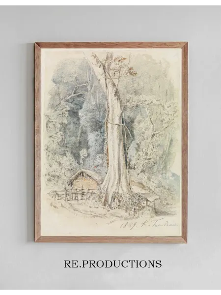 Re.productions Постер Haus mit Unterstand im Urwald - Ferdinand Keller