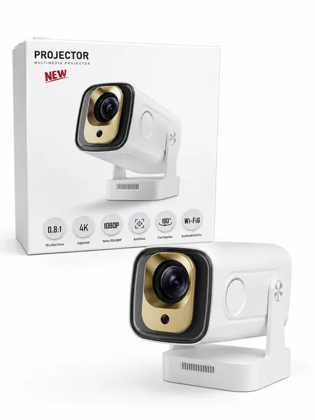 Мультимедийный проектор 1080P, Wi-Fi 6, AutoFocus, поддержка 4K